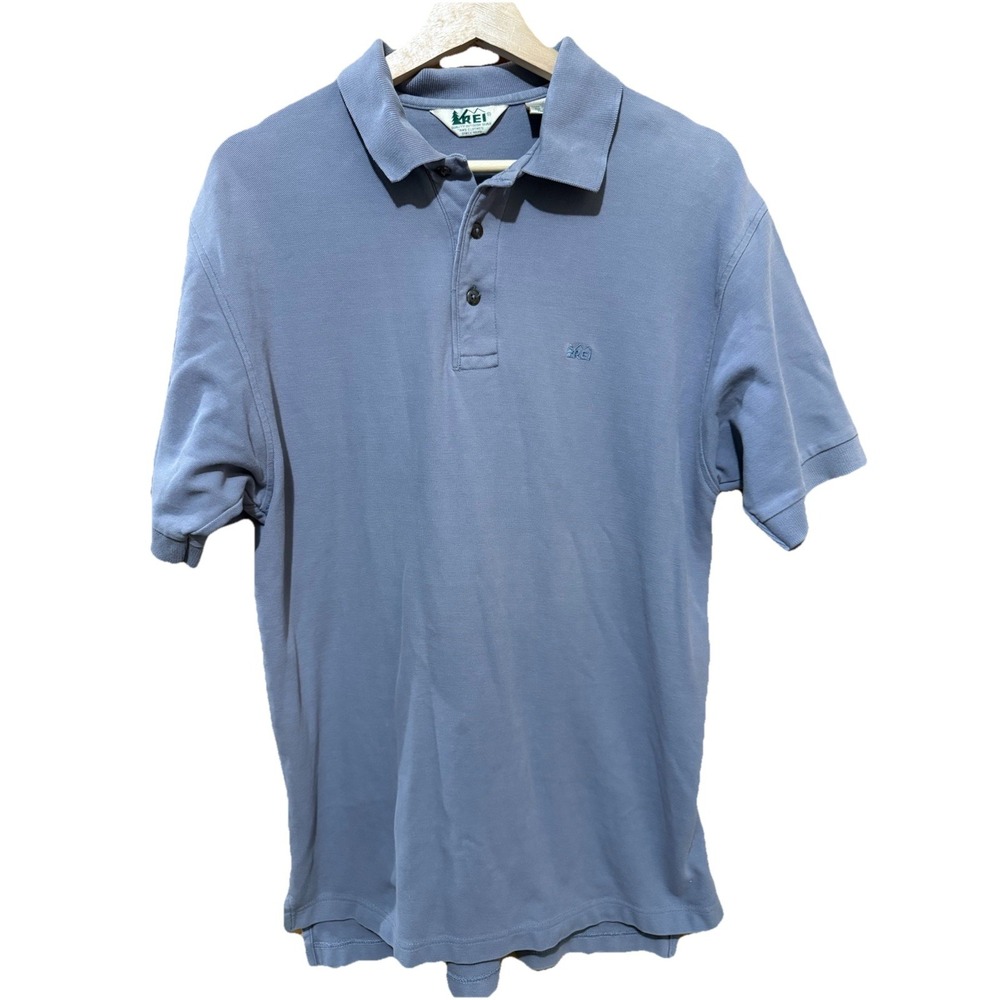 REI Polo Shirt Large Blue Gray‎  Outdoor Short Sleeve Hiking Walking Men Medium
